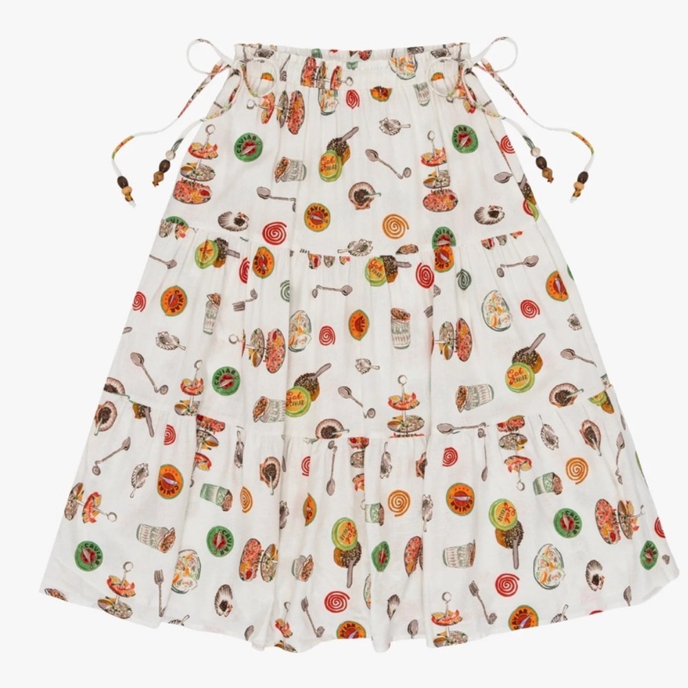 NWT Lisa Says Gah Andre Skirt Caviar Dreams Linen White Size Medium Brand New - Picture 4 of 11